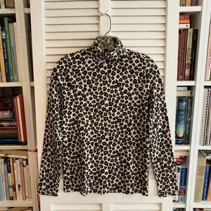 White Stag Cotton Long Sleeve Leopard Print Turtleneck Size M (8-10)
